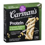 Carman’s coconut, yoghurt & roasted nut protein bars, high protein breakfast option in the local market